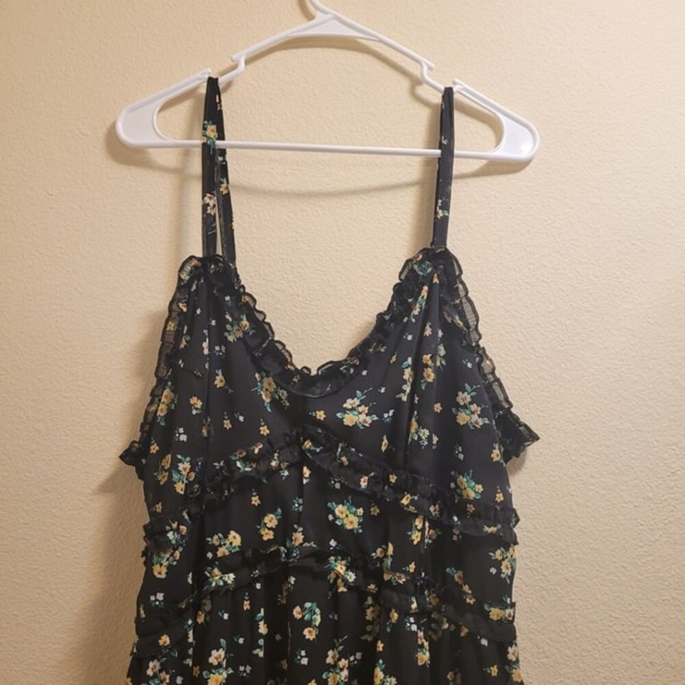Walmart No Boundaries Size 2X Black Floral Midi Dress - Picture 9 of 9